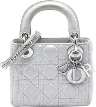Dior Pre-owned Lady Dior - Dames - Vintage Mini Tas - Grijs - ONE Size - Leer - Vintage