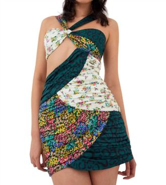For Love & Lemons Darlene Mixed Pattern Dress In Multi