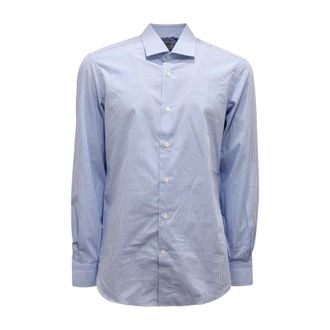 Mazzarelli Camicia Slim Shirt - Heren - Casual Overhemden - Blauw - L - Overhemden
