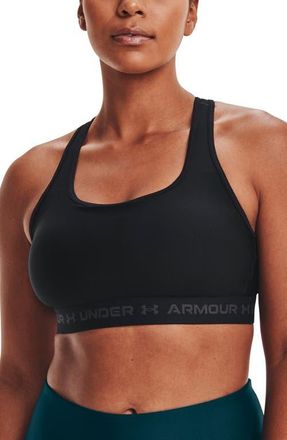 Under Armour HeatGear Mid Cross Back Sports Bra in 001 Black at Nordstrom, Size Xx-Large