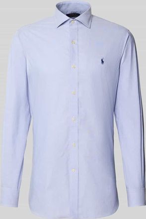 Polo Ralph Lauren Regular Fit Business-Hemd mit Logo-Stitching in Bleu, Größe 38