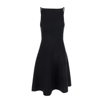 Semicouture Kleedjes, Dames, Zwart, L, Zwarte Gebreide Mouwloze Jurk