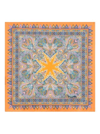 Etro floral paisley silk pocket square - men - Silk - One Size - Orange