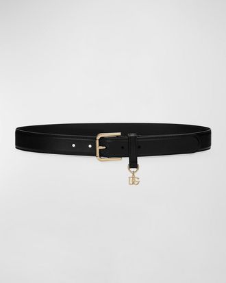 Dolce & Gabbana DG Charm Smooth Leather & Brass Belt