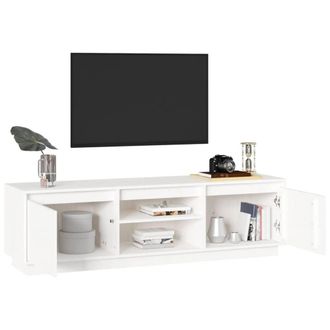 Berkfield Home TV Cabinet White 140x35x40 cm Solid Wood Pine | Size: 140 x 35 x 40 cm