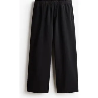H&M Loose Fit Cotton Canvas Trousers in Black at Nordstrom, Size Xx-Large