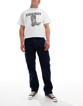 Wrangler 13MWZ Original - Jeans dritti lavaggio scuro stile cowboy-Blu navy