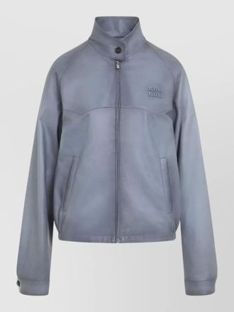 Miu Miu nappa leather stand collar menswear jacket