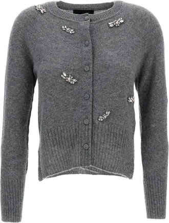 Simone Rocha Grey Cashmere Crystal Pearl Cardigan