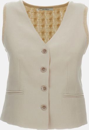 Max Mara Gilet Calibri In Lino A Trecce