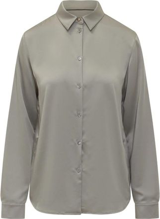 Emporio Armani Fluid Satin Shirt - Dames - Overhemden - Grijs - 2XL - Satijn - Overhemden