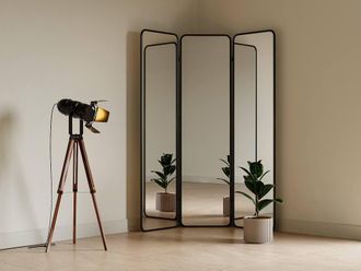 Vente-Unique Metal Mirror Room Divider - L. 146 X H. 180 Cm - Black - MIROLY