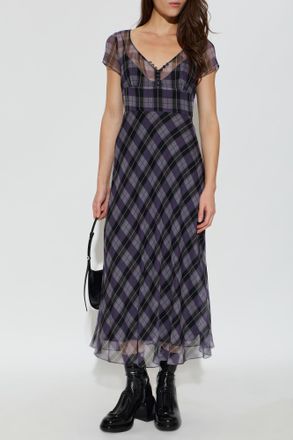 Marc Jacobs Long Dress With A Check Pattern, Womens, Purple