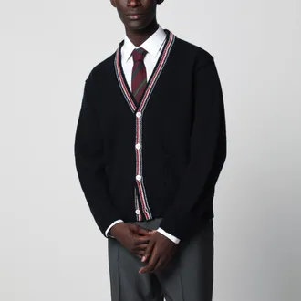 Thom Browne Navy blue Hector wool and mohair cardigan