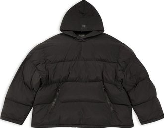 Balenciaga Sporty B Pull-Over Hooded Puffer Jacket Black 720156-TNO45-1000