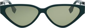 Fendi FF Diamonds 57mm Cat Eye Sunglasses in Shiny Dark Green /Green at Nordstrom