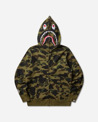 A Bathing Ape Men s 1st Camo Shark Full Zip Hoodie Green