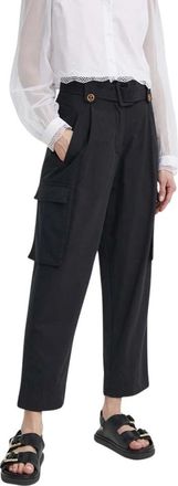 Twinset Cargo Popeline Broek Art. 241Tt 2052 - Dames - Vrijetijds broeken - Zwart - S - Katoen - Broeken