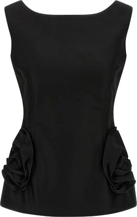 Magda Butrym Top con decorazione a fiori - Nero
