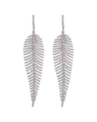 Eyecandy LA Eye Candy La Caroline Cz Crystal Feather Drop Earring