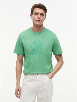 Tommy Hilfiger Mens Laurel Leaf Logo Garment-Dyed T-Shirt - Green - XXXL