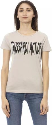 Trussardi Action T-shirt met korte mouwen - Dames - T-shirts - Beige - XL - Katoen - Tops
