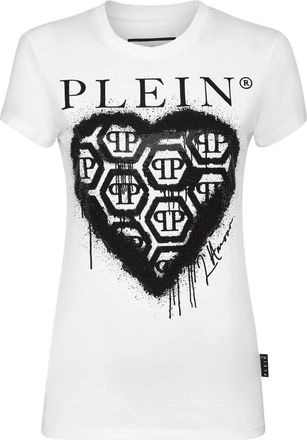 Philipp Plein T-Shirt Ronde Hals - Dames - T-shirts - Wit - XS - Katoen - Tops