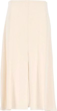 Valentino Garavani Rokken, Dames, Wit, S, Zijden Georgette Midi Rok
