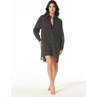 Michael Kors Classic Dot Cover Up Shirt in Black at Nordstrom, Size X-Small