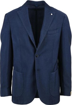 L.B.M. 1911 Blue Wool Mohair Wool Rounded Blazer