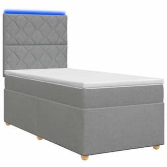 vidaXL Cama De Muelles Con Led Y Colch&oacute;n Gris Claro 90 X 190 Cm Tela Vidaxl