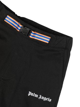 Palm Angels Stretch Cotton with Logo Belt Insert Trousers - Black