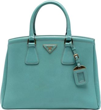Prada Pre-owned Handbags, female, Blue, Size: ONE SIZE Pre-owned Structured Leather Satchel