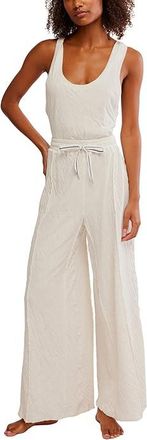 Free People Wait A Minute Jumpsuits Womens Pajama Sets Oatmeal Combo : XL, Cotton