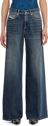 Diesel Flare Jeans Regular Waist 1978 D-Akemi, Dark blue, Zip fly