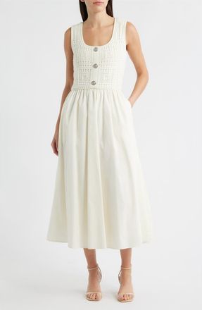 ZOE AND CLAIRE Mixed Media Pointelle Stitch Dress in Ivory at Nordstrom, Size X-Large