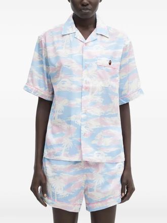 A Bathing Ape short-sleeve pocket patterned shirt - Blue