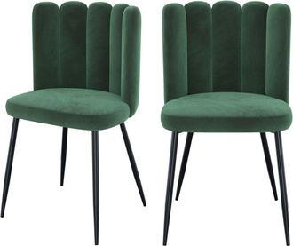 Rendez-Vous Déco Rendez-vous Déco - Set de 2 sillas de terciopelo verde con patas de metal - Rosy