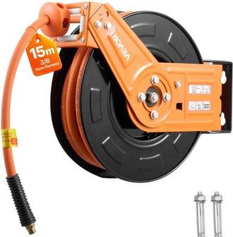 OEM Carrete De Manguera De Aire Retr&aacute;ctil 15 M X 9,5 Mm, Manguera Para Compresor De Aire Presi&oacute;n M&aacute;xima De 300 Psi, Con Entrada De 1 M, Brazo &Uacute;nico Para M