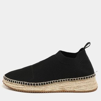 Alexander Wang Black Knit Fabric Dylan Espadrille Flats Size 37