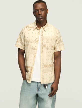 Lucky Brand Mens Short Sleeve Printed One Pocket San Gabriel