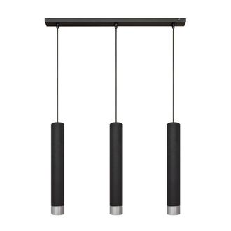 Netlighting Tuba Straight Bar Pendant Ceiling Light Black Chrome 60cm