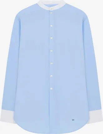 Serena Bute Collarless Shirt with Side Opening - Pale Blue