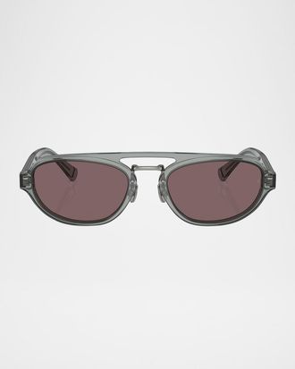Brunello Cucinelli Men & apos;s Acetate Oval Sunglasses