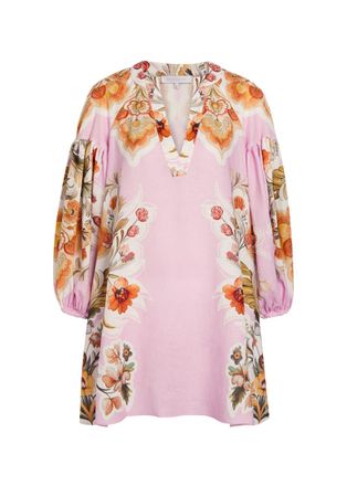 Borgo De Nor Borgo DE Nor Harlow Floral-print Linen and Cotton-blend Mini Dress - Purple - 12 (UK12 / M)