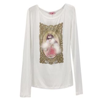 Blumarine Marabou Feather Winter White Top Size M