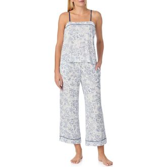 Kate Spade New York print crop pajamas in White/Green Print at Nordstrom, Size X-Large