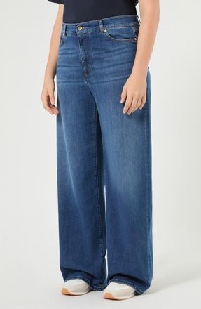 Marina Rinaldi Slana High Waist Wide Leg Jeans in Navy at Nordstrom, Size 16W