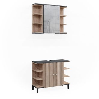 Vicco Conjunto De Muebles De Ba&ntilde;o Aquis, Sonoma, 2 Piezas, Vicco