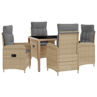 vidaXL Juego De Comedor Para Exteriores 5 Pcs Beige Y Gris Claro Vidaxl